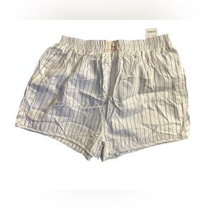 We The Free Cream and Navy Pinstripe Elastic Waist Boxer Shorts